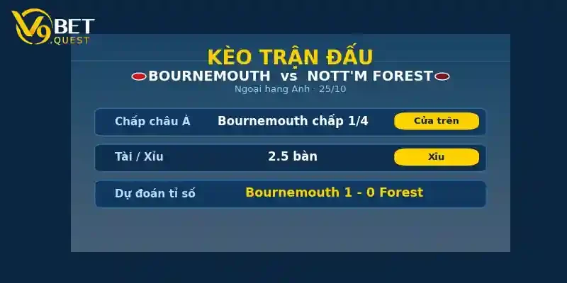 Soi kèo Bournemouth vs Nottingham Forest 25/10: Nhận định vòng 9 Ngoại hạng Anh 2 Kèo trận đấu Bournemouth vs Nottingham Forest
