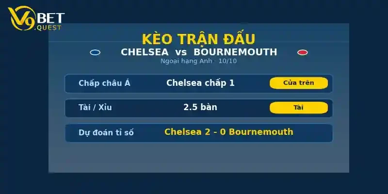 Soi kèo Chelsea vs Bournemouth 2 Kèo trận đấu Chelsea vs Bournemouth