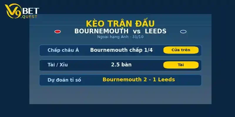 Soi kèo Bournemouth vs Leeds 31/10: Nhận định vòng 9 Ngoại hạng Anh 2 Kèo trận đấu Bournemouth vs Leeds