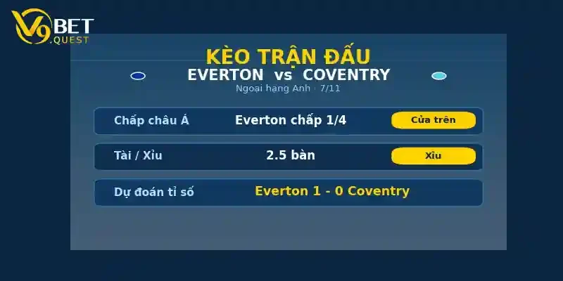 Soi kèo Everton vs Coventry 03h00 7/11: Everton nhỉnh hơn 2 Kèo trận đấu Everton vs Coventry