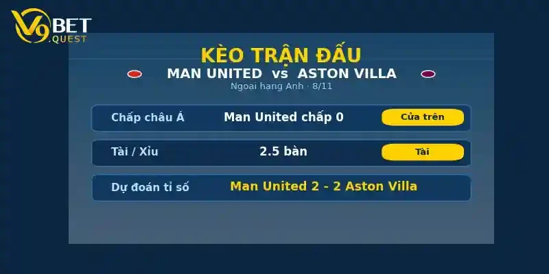 Soi kèo Man United vs Aston Villa 23h30 8/11: Cân bằng 2 Kèo trận đấu Man United vs Aston Villa